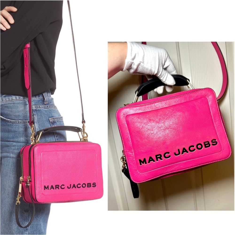 EUC Marc Jacobs Diva Pink Distressed Leather The Box 23 Crossbody Bag